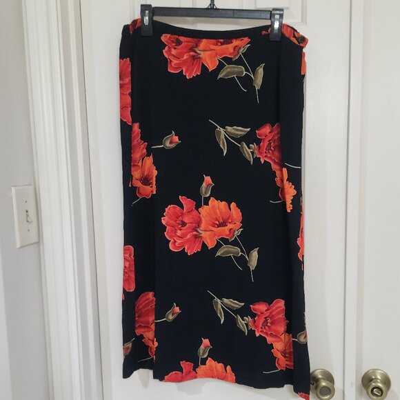 JM Collection Dresses & Skirts - Sz Large JM Collection Black Floral Maxi Dress